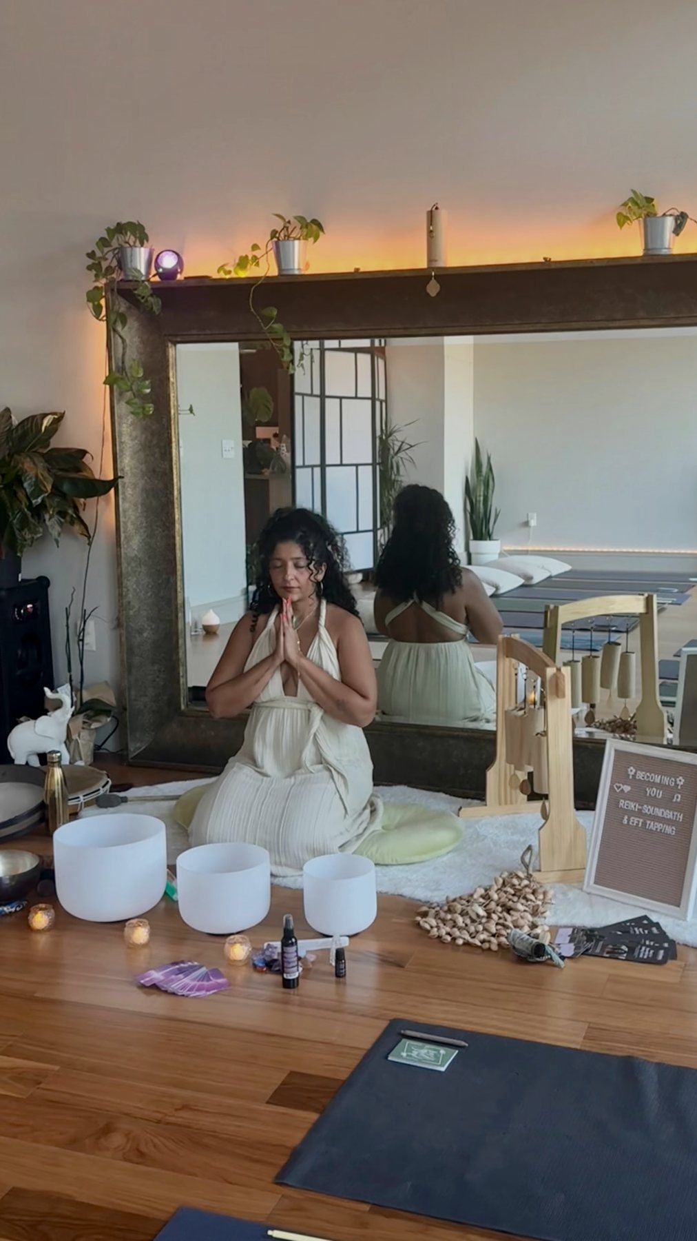 Tania Hansraj with crystal singing bowls
